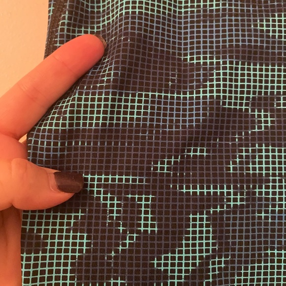 Black/teal pixel looking patterned workout pants - Picture 2 of 4